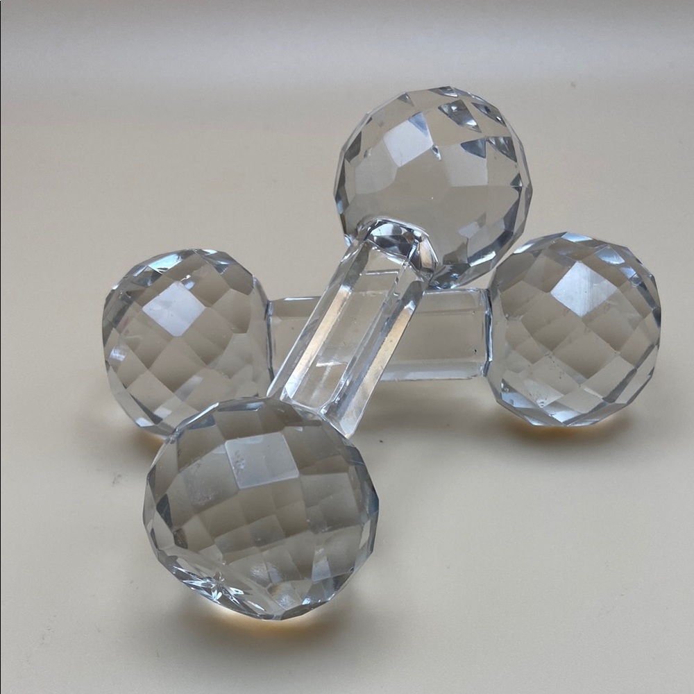 Vintage Antique Cut Crystal Victorian Knife Rests Barbell - Set of 2